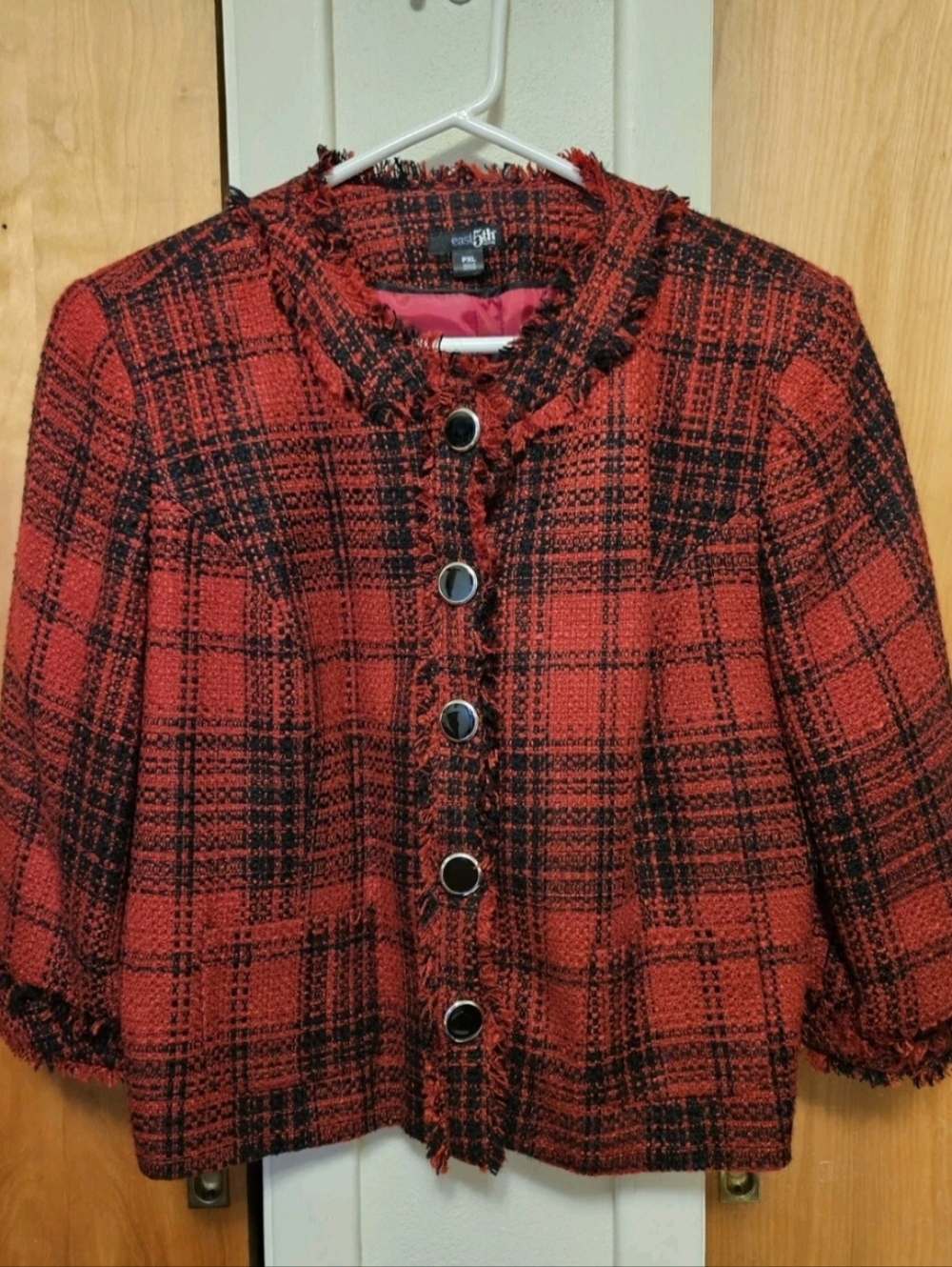 East 5th Womens Black/Red Sweater Long Sleeve Jacket Size PXL W Pockets